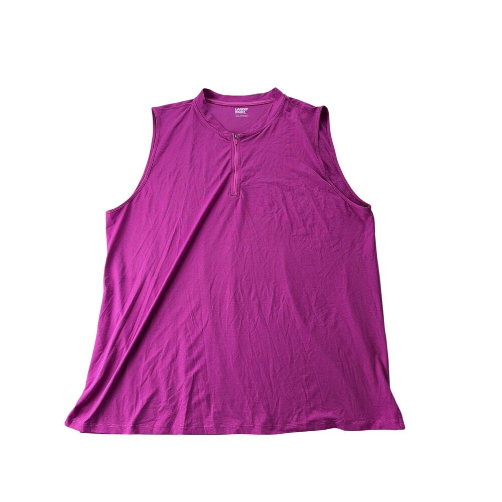 Lands End Womens 1/4 Zip Tank Top XXL Purple‎ Lightweight Sleeveless Casual